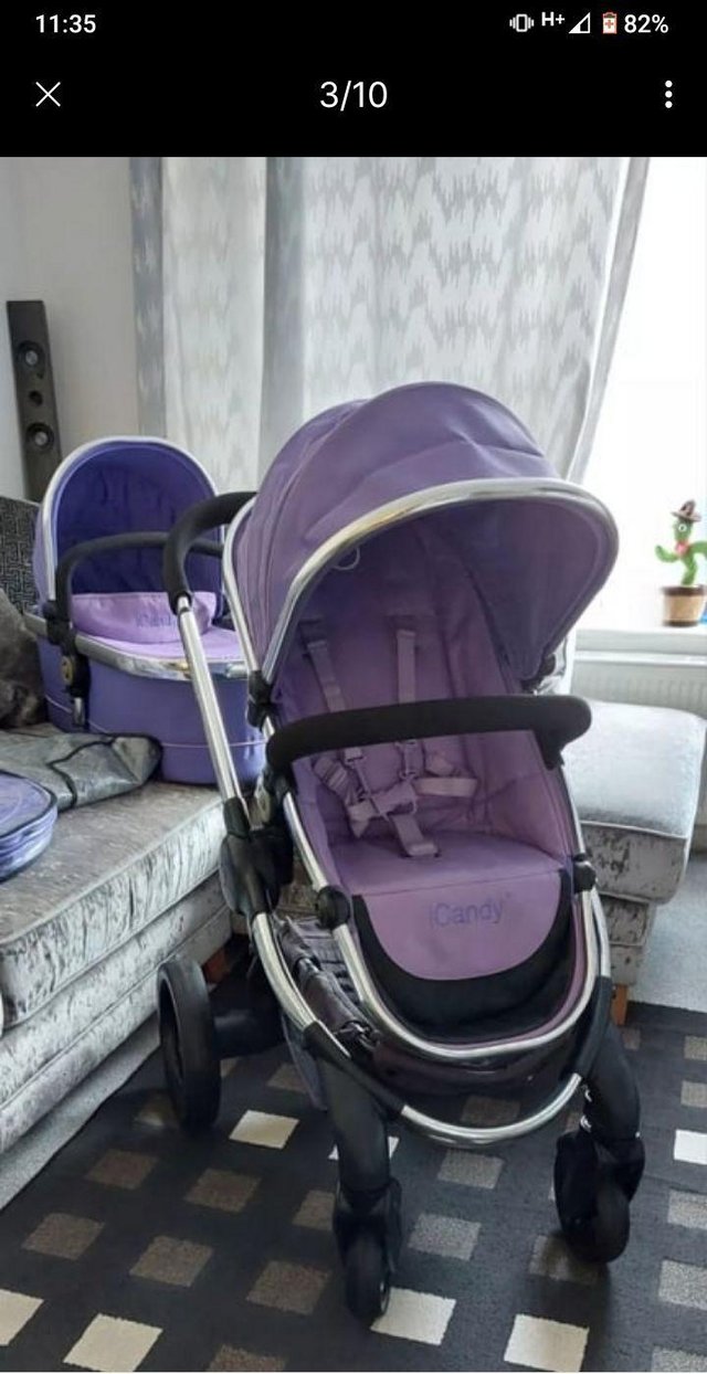 Preview of the first image of I candy peach purple parma violet2 in 1 pram.