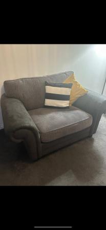 Image 1 of Sofa, cuddle seat and large footstool