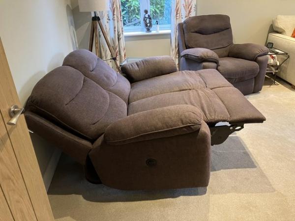 Image 1 of Lazy boy 2 piece suite armchair and 2 seater sofa in brown