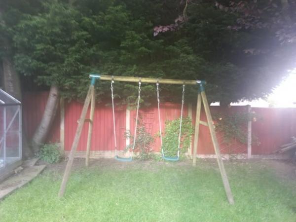 Image 2 of Plum Garden Double Swing, Wooden Frame