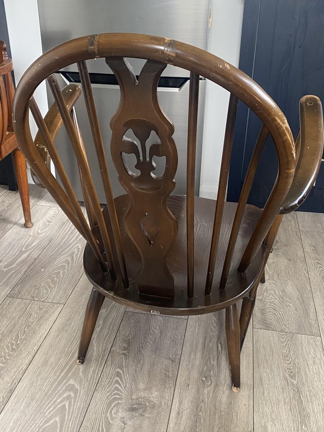 Preview of the first image of Vintage ercol (fleur de lys) chair.