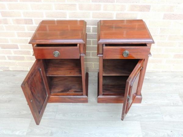Image 8 of Pair of Mahogany Tall Bedside Cabinets (UK Delivery)