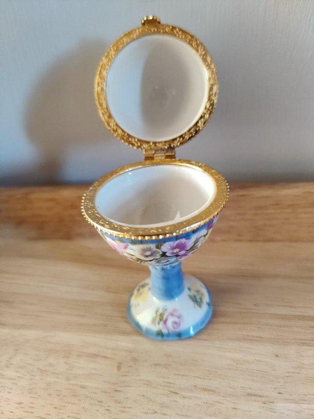 Preview of the first image of Vintage Egg Cup Shaped Trinket Pot.