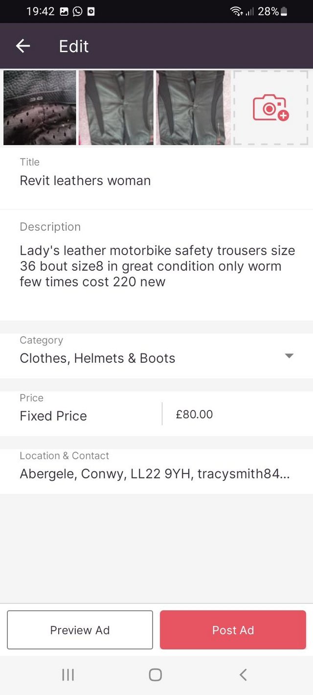 Preview of the first image of Leather motorbike trousers size 8 in great condition,,,,,,,,.