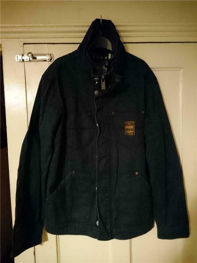 Preview of the first image of LIGHTLY DISTRESSED MENS SUPERDRY URBAN JACKET - XL - NAVY.