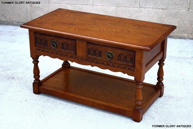 Image 2 of OLD CHARM LIGHT OAK TWO DRAWER OCCASIONAL COFFEE TABLE STAND