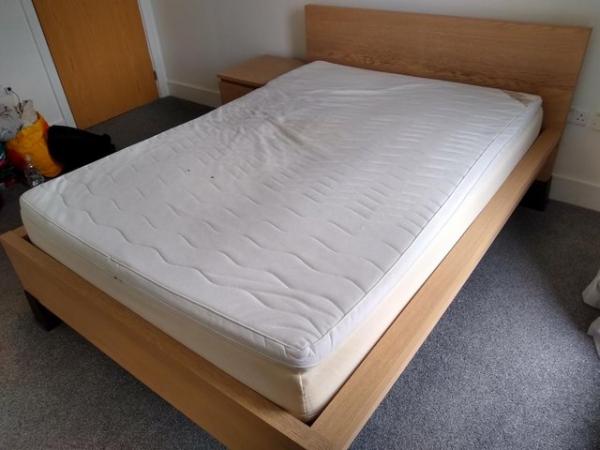 Image 1 of Ikea Malm Double Bed Frame, Sultan Mattress & Bedside Table