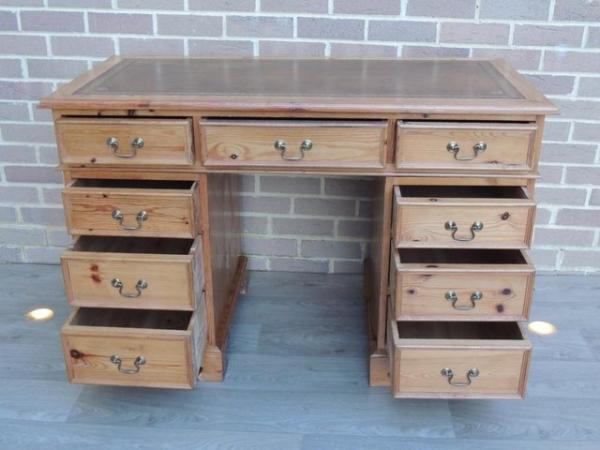 Image 5 of Welsh Pine Pedestal Desk with Leather Top (UK Delivery)
