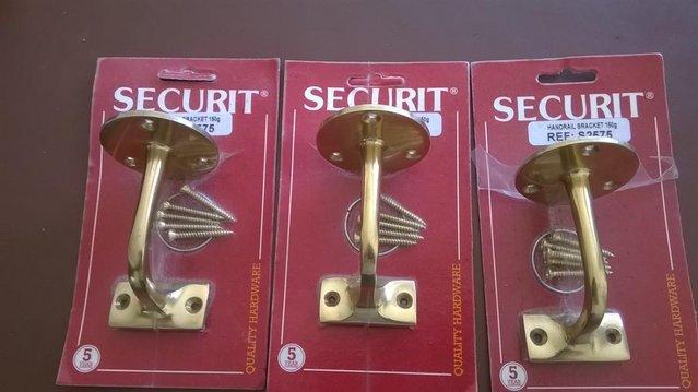 Image 2 of BRASS Handrail brackets x 3 for stair hand rail