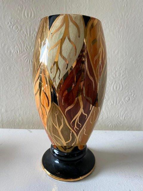Preview of the first image of Vintage Oldcourt Ware vase Hand painted and gilded.