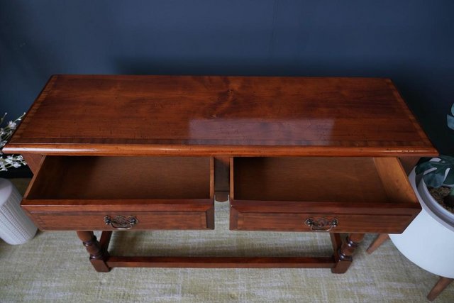 Image 8 of Antique Georgian Style Oak Two Drawer Dresser Hallway Table