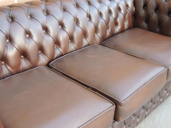 Image 11 of Chesterfield 3 seater Antique Brown Sofa (UK Delivery)