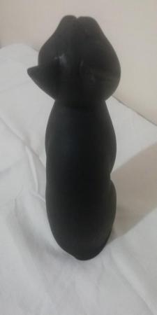 Image 1 of Black Matt Moon Gazing Cat 16cm tall BRAND NEW