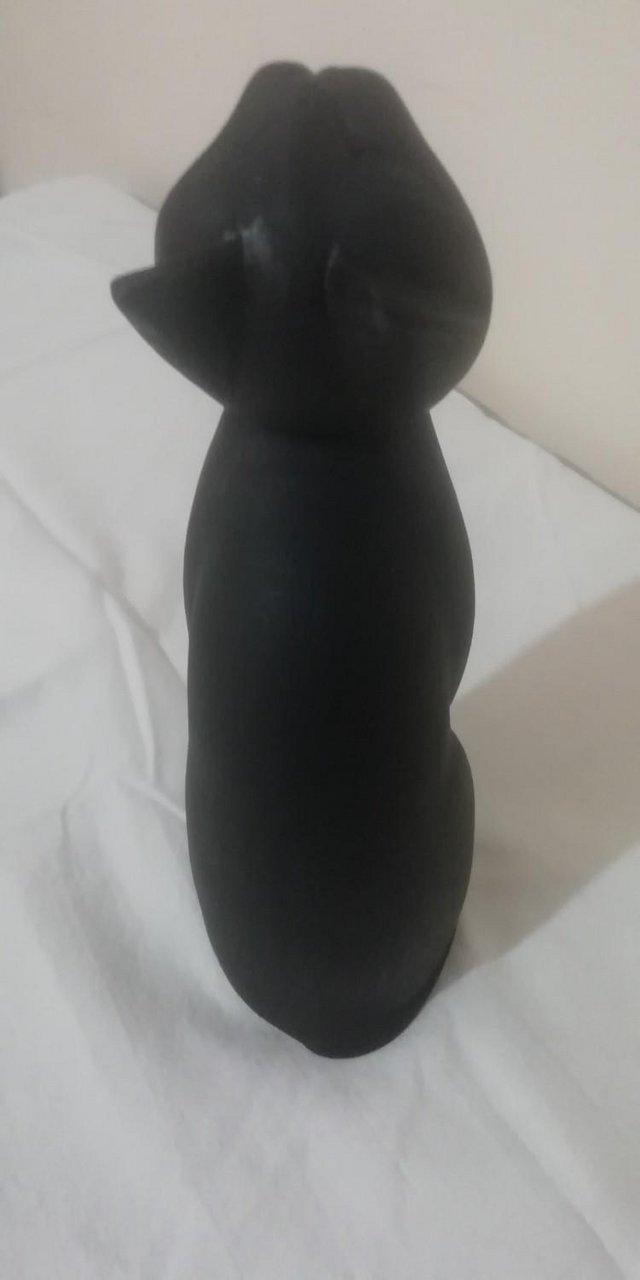 Preview of the first image of Black Matt Moon Gazing Cat 16cm tall BRAND NEW.