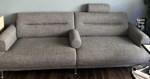 Image 2 of IKEA grey fabric sofa with head support cushions