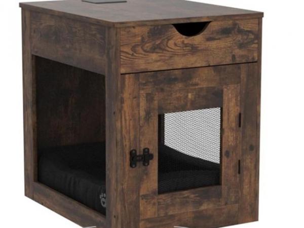 Image 1 of GYMAX Wooden Dog Crate, Furniture Style Puppy Cage