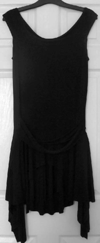Preview of the first image of Ladies Black Handkerchief Dress With Sash Detail - Size M.