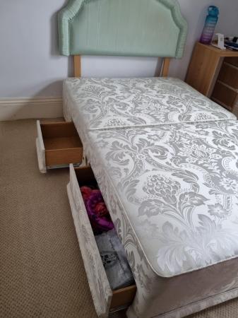 Image 2 of Small double divan bed, with drawers, mattress and headboard