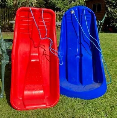 Image 1 of Children's Snow Sledges Blue and Red