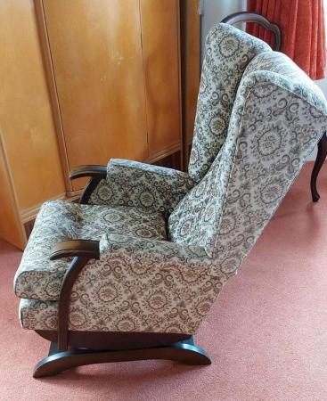 Image 3 of Wooden and Upholstered Rocking Chair