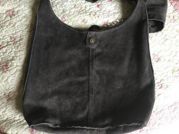 Image 17 of BORSE IN PELLE Dark Grey Suede Leather LARGE Slouch Hobo Bag