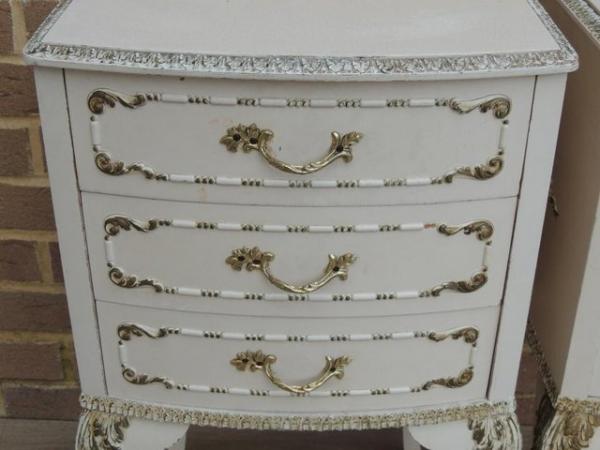 Image 11 of Pair of French Tall Bedside Tables 3 drawers (UK Delivery)