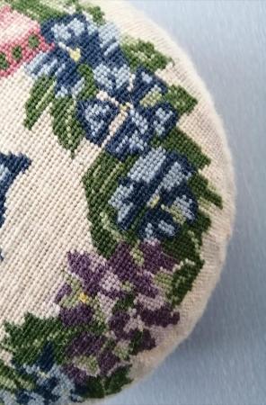 Image 4 of Small Round Tapestry Footstool.