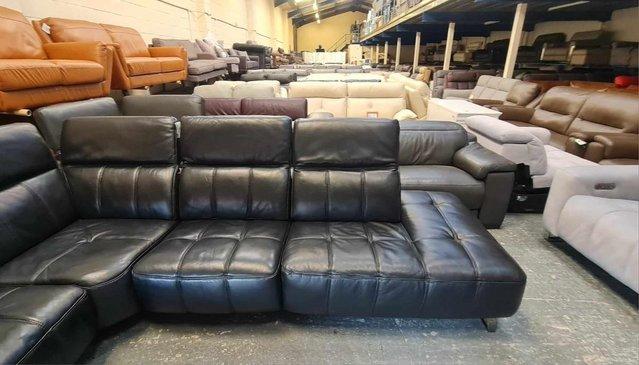 Image 2 of Ex-display Packham black leather recliner corner sofa