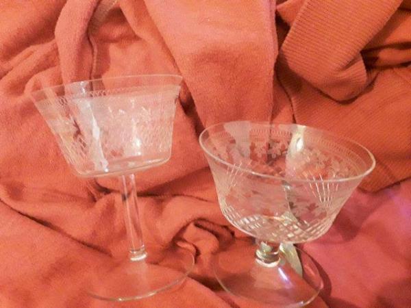 Image 2 of RARE EDWARDIAN ETCHED CRYSTAL CHAMPAGNE COUPE