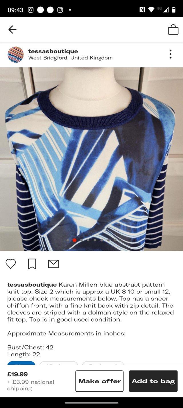 Preview of the first image of Women's blue top Karen millen.