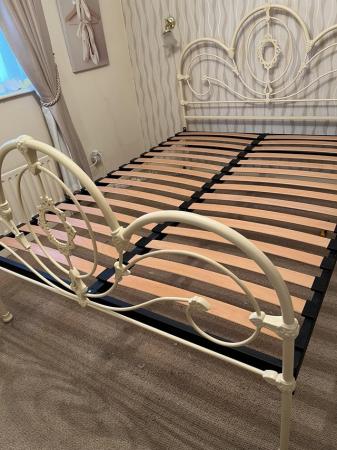 Image 1 of King size slatted bed in cream