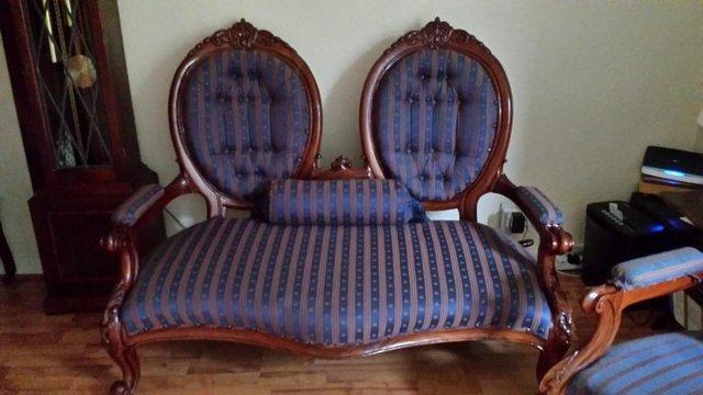 Image 1 of Balloon Backed Queen Anne style Sofa