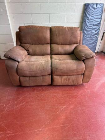 Image 2 of 2 seat recliner sofa brown suede