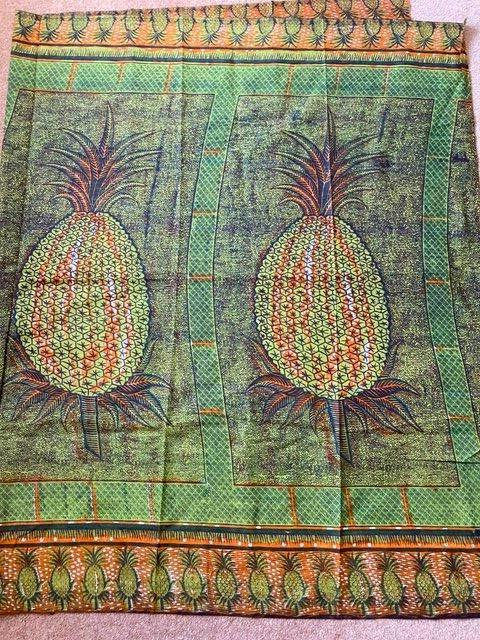 Preview of the first image of Cotton Material from Nigeria with large pineapple design. Fo.