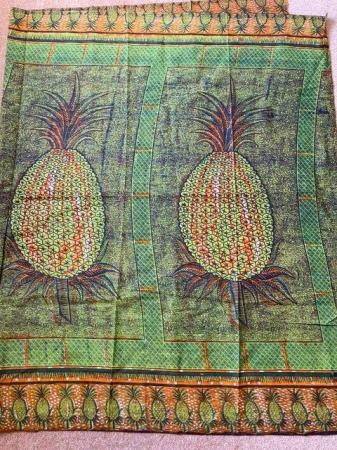 Image 1 of Cotton Material from Nigeria with large pineapple design. Fo