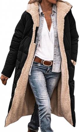Image 1 of Brand New Black Reversable Long Puffa Coat Size M 10/12