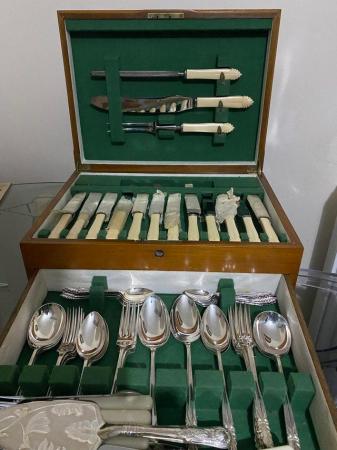 Image 3 of Antique canteen of cutlery sterling silver