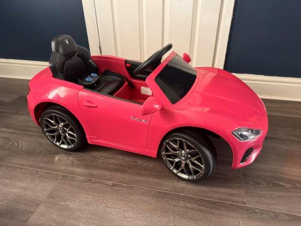 Image 2 of Pink Maserati dual control kids sit in car