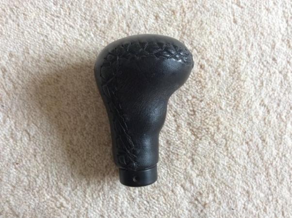 Image 1 of Black leather gear knob.