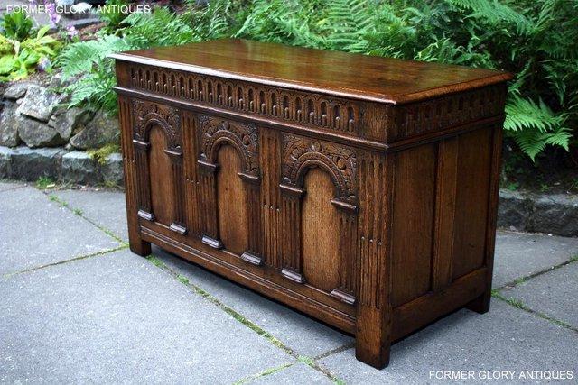 Image 92 of A TITCHMARSH & GOODWIN CARVED OAK BLANKET CHEST BOX TRUNK