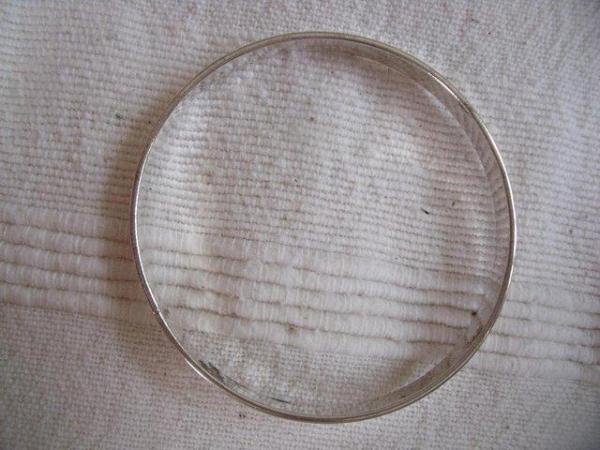 Image 2 of Silver coloured metal bangle-pendant/amethyst colour stones