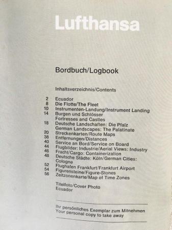 Image 2 of Vintage 1970s Lufthana Bordbuch/Logbook in German/English.