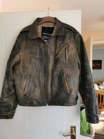 Image 3 of Mens brown harley davidson leather motorcycle jacket