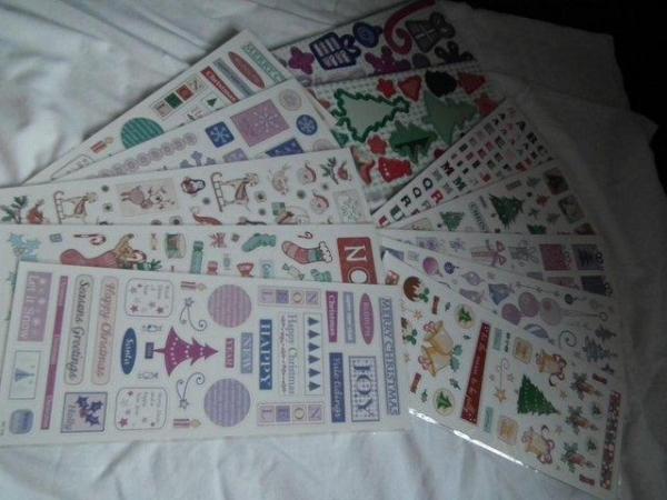 Image 4 of 10 sheets of stickers & 2 sheets Christmas chipboard shapes