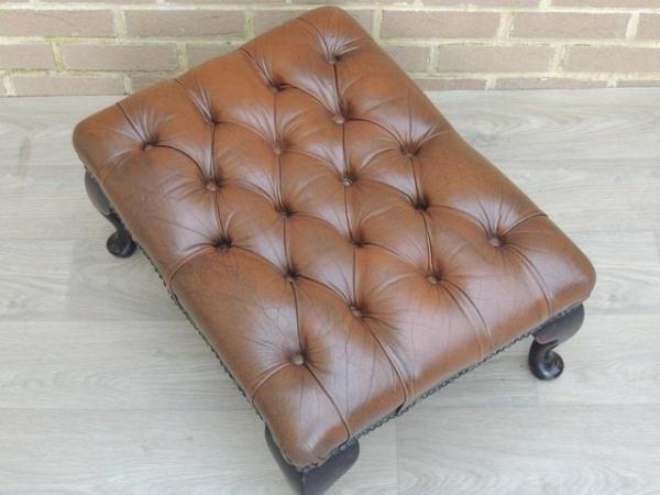 Image 4 of Chesterfield Brown Footstool (Delivery)