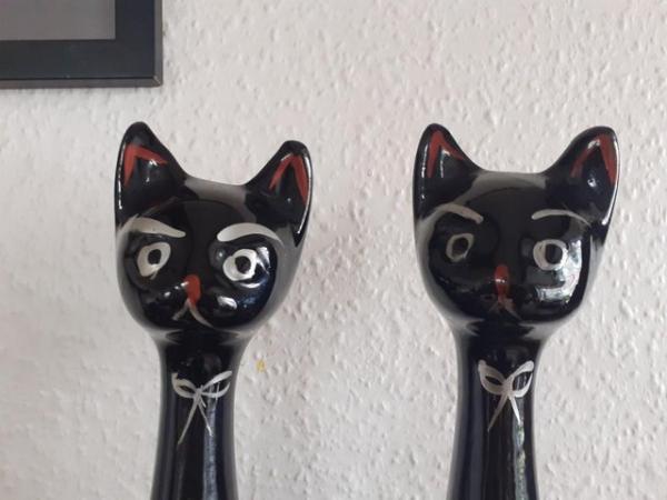 Image 9 of 1950s Cats Black China Vintage MCM Large 14" Tall ~ Pair