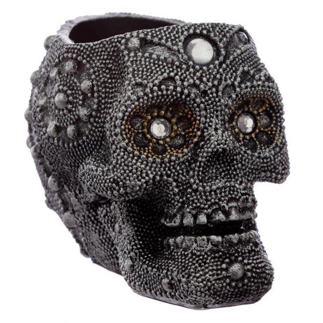 Preview of the first image of Fantasy Beaded Skull Tea Light Candle Holder.  Free uk post.