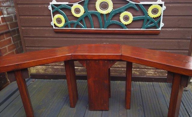 Image 2 of LOVELY UNIQUE TALL ANGLED BENCH - reclaimed chunky wood