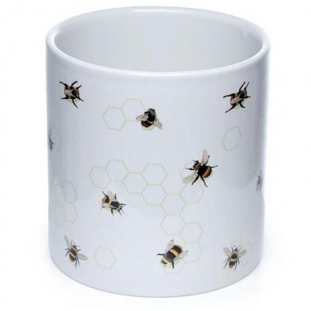 Image 1 of The Nectar Meadows Bee Ceramic Indoor Plant Pot - Large.
