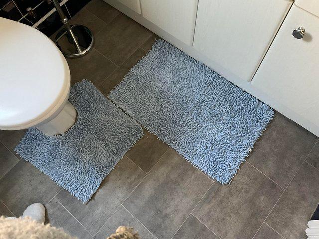 Preview of the first image of Blue Bathroom mats. Set of two.